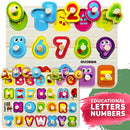 QUOKKA Wooden Puzzles for Toddlers 1-3 - 6XSET Toddler Puzzles Ages 2-4 with Rack - Learning Alphabet - Numbers - Animals Toy Puzzles for Toddlers 3-5 - Wood Games Gift for Boys and Girls by TinyTreasures Baby Boutique