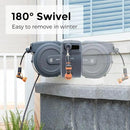 Giraffe Tools AW405/8MB Retractable Garden Hose Reel 5/8" x 90 ft PRO Metal Bracket, Heavy Duty, Any Length Lock Hose Reel, 90ft, Dark Grey by GreenHaven Gardens