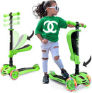Hurtle 3-Wheeled Scooter for Kids - Wheel LED Lights, Adjustable Lean-to-Steer Handlebar, and Foldable Seat - Sit or Stand Ride with Brake for Boys and Girls Ages 1-14 Years Old by TinyTreasures Baby Boutique