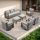 Outdoor Ottoman Wicker Patio Footrest - 2 Piece Wicker Footrest Footstools Set with Sturdy Frame,All-Weather PE Wicker, Thick Cushions for Deck Porch Garden(Mixed Grey/Grey) by CozyNest Decor