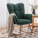 NIOIIKIT Nursery Rocking Chair Teddy Fabric Upholstered Glider Rocker Rocking Accent Chair Padded Seat with High Backrest Armchair Comfy Side Chair for Living Room Bedroom(Green Teddy) by TinyTreasures Baby Boutique