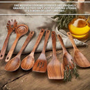 9 PCS Kitchen Utensils Set - Wooden Spoons for Cooking, Natural Teak Wooden Utensils - Includes Wooden Spoons, Spatula Set, Slotted Spoon - Handmade Wooden Spoon Set by CozyNest Decor