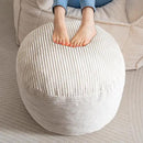 HIGOGOGO Round Stuffed Pouf Ottoman, Corduroy Poufs with Foam Chunk Filling, Furry and Fluffy Pouf Foot Stool Storage Ottoman, 20 X 15 Floor Poufs Foot Rest for Living Room, Beige by CozyNest Decor