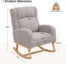 Rocking Chair Nursery, Nursing Rocking Chairs for Mom Nursery, Comfy Wingback Glider Rocking Armchair with Side Pocket for Nursery Living Room Bedroom, Teddy Light Grey by TinyTreasures Baby Boutique