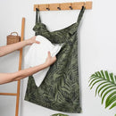 Linen Hanging Laundry Bag, 100% Linen Leaf Print Over The Door Laundry Hamper with Buttons and Zipper, Space Saving Door Hampers for Laundry Dirty Clothes Home Travel, Green, 19.7x27.5inches by CozyNest Decor