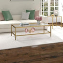 Henn&Hart 54" Wide Rectangular Coffee Table with Glass Shelf in Antique Brass, Modern coffee tables for living room, studio apartment essentials by CozyNest Decor