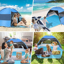 Large Easy Setup Beach Tent,Anti-UV Beach Shade Beach Canopy Tent Sun Shade with Extended Floor & 3 Mesh Roll Up Windows Fits 3-4 Person,Portable Shade Tent for Outdoor Camping Fishing (Blue) by TinyTreasures Baby Boutique