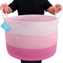 OrganiHaus Toy Storage Basket for Kids, Large Cotton Rope Organizer Bin for Nursery, Toy Box, Blanket Holder, Baby Hamper for Living Room, Soft & Washable, 20x13 inches - Pink by TinyTreasures Baby Boutique