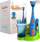Brusheez Kids’ Electric Toothbrush Set - Safe & Effective for Ages 3+ - Parent Tested & Approved with Gentle Bristles, 2 Brush Heads, Rinse Cup, 2-Minute Timer, & Storage Base (Buddy The Bear) by TinyTreasures Baby Boutique