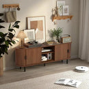 62" Tambour Door TV Stand,Wood Mid Century Modern TV Cabinet for Up to 70“ TV,Curved Edge Long TV Stand with Storage for Bedroom Living Room(Walnut, 62.2inch) by CozyNest Decor