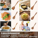 Wooden Spoons - Wooden Spoons for Cooking,Natural Wooden Kitchen Utensils Set Non Toxic,6-Piece Wooden Cooking Utensils(A06) by CozyNest Decor