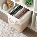 OrganiHaus 11x11 Cube Storage Bins 4 Pack, Foldable Cube Storage Organizer w/ Rope Handles, Collapsible Fabric Bins for Toys, Clothes & Closet Organization, Fabric Square Baskets - Beige/White by CozyNest Decor
