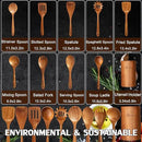 Wooden Spoons for Cooking,Wooden Cooking Utensil Set,10-Piece Wooden Kitchen Utensil Set with Wooden Spoons(A10) by CozyNest Decor