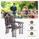 Sophia & William 7 Pieces Cast Aluminium Patio Dining Set for 6 People, Powder-Coating Outdoor Table and 4 Chairs & 2 Swivel Rocking Chairs, Outdoor Patio Table Set with 2.3" Umbrella Hole, Bronze by GreenHaven Gardens