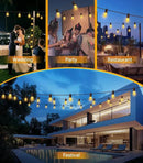 Outdoor-String-Lights-Patio-LED-Light-Outside 50Ft 15M Waterproof Remote Dimmable S14 LED Porch Lighting with 15 Edison Plastic Bulb Hanging Lights Connectable for Backyard Yard Gazebo Party Garden by CozyNest Decor