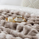 Touchat Luxury 1000GSM Faux Rabbit Fur Throw Blanket, Super Heavy Warm Cozy Grey Blankets for Couch Bed Sofa, Ruched Plush Fuzzy Elegant Soft Reversible Mink Blanket for Living Room Bedroom by CozyNest Decor