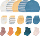 Newborn Baby Boy Girl Caps Mittens Socks Set Cotton Baby Essentials Accessories (Hats+Gloves+Socks) by TinyTreasures Baby Boutique