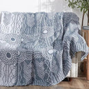 jinchan Boho 100% Cotton Muslin 50x60 Throw Blanket Lightweight 3-Layer Blue Blanket Washable Reversible Breathable Decorative Geometric Striped Patterned Soft Cozy for Sofa Bed All Season Gift by CozyNest Decor