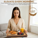 Acacia Wood Serving Tray with Metal Handles – 17x12in Rustic Decorative Ottoman & Coffee Table Tray for Breakfast in Bed, Dinner, Bar, Kitchen, Home Décor & Entertaining by CozyNest Decor