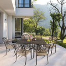 Outvita 59inch Patio Dinning Table, Outdoor Cast Aluminum Large Rectangle Table with Umbrella Hole and Antique Design for Backyard Pool Balcony Deck by GreenHaven Gardens