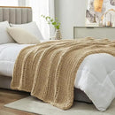 Amélie Home Chunky Knit Throw Blanket for Couch, Soft Chenille Crochet Blanket for Sofa, 50"x60", Beige by CozyNest Decor