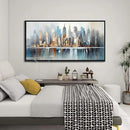 DUNHUANG ART Modern New York City Skyline Wall Art - Large Framed Abstract Canvas Painting for Home & Office Decor - Vibrant NYC Cityscape Picture - 30"x60" by CozyNest Decor
