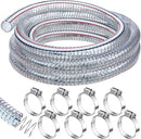 Frienda Heavy Duty Steel Wire Flexible Tubing with Fasteners PVC High Pressure Drain Hose Tube Pond Tubing Clear Wire Reinforced for Pond Bilge Pump Vacuum Suction Hose(24.6 Ft, 1 Inch Id) by GreenHaven Gardens