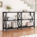 LVB Black Console Table, Modern Entryway Table with 3 Tier Storage Shelves, Industrial Sofa Table Behind Couch for Living Room, Farmhouse Wood Metal Entry Table for Hallway Foyer, Black Oak, 55 Inch by CozyNest Decor