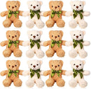 HyDren 12 Pack Bear Stuffed Animals 10 Inch Operation Christmas Bulk Items Small Bear Party Favors Plush Toys for Baby Shower Centerpiece Christmas Birthday Gifts(White, Light Brown) by TinyTreasures Baby Boutique