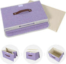 ANMINY Storage Bin with Lid Storage Boxes with PU Leather Handles PP Plastic Board Decorative Foldable Lidded Cotton Linen Fabric Home Cubes Baskets Closet Organizer Container - Purple, Large Size by CozyNest Decor