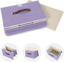 ANMINY Storage Bin with Lid Storage Boxes with PU Leather Handles PP Plastic Board Decorative Foldable Lidded Cotton Linen Fabric Home Cubes Baskets Closet Organizer Container - Purple, Large Size by TinyTreasures Baby Boutique