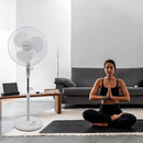 Comfort Zone 18-Inch Oscillating Pedestal Fan with Remote Control, 3-Speed Standing Fan with Adjustable Height (45–52”), Tilt, 4-Hour Timer & Auto Shutoff – Quiet Bedroom Fan, White by CozyNest Decor