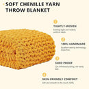 L'AGRATY Chunky Knit Blanket Throw - Soft Chunky Throw Blanket 30x40: 100% Hand Kintted Chenile Crochet Throw Blanket for Couch - Large Cable Knit Chunky Blanket for Home Decor(Mustard Yellow) by CozyNest Decor