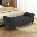 Storage Ottoman Bench for Bedroom, 63" End of Bed Bench with Rolled Arms Upholstered Ottoman Bench Fit for Bedroom, Living Room, Entryway, Linen Dark Gray by CozyNest Decor