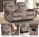 EBELLO 2 Pieces Reclining Couch Furniture Set for Living Room, 1 Seat Power Recliner Chair and a Manual Loveseat with Center Console, Hidden Storage and Cup Holders, Brown by CozyNest Decor