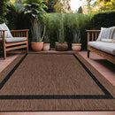 Bordered Outdoor Rug 10x14 Washable Outside Carpet for Indoor Patio Porch Waterproof Easy Cleaning Non Shedding Area Rugs Nut Brown - Black 10 x 14 by CozyNest Decor
