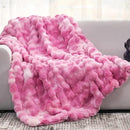 Cozy Bliss Faux Fur Throw Blanket for Couch, Fuzzy Soft Plush Thick Bubble Blanket for Sofa Bedroom Living Room, 50 * 60 Inches Tie Dye Pink by CozyNest Decor