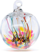 Luke Adams Glass | 3" Mini Glass Tree of Life | Handmade Ornament | Hanging Garden Gazing Ball | Indoor Outdoor Home Décor | (Pink Amber Teal) by CozyNest Decor