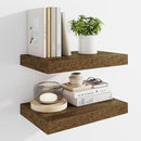 Marsmiles 16" Floating Shelves for Wall, Wooden Shelves with Invisible Brackets Set of 2, Rustic Farmhouse Wall Mounted Shelf for Kitchen Bathroom Living Room Study, Rustic Brown by CozyNest Decor