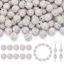 160pcs 10mm Rhinestone Beads for Jewelry Making, Crystal AB Shiny Round Disco Ball Beads Bulk, Sparkle Crystal Clay Christmas for Bracelet Baseball Necklace Earring Crafting and DIY by TinyTreasures Baby Boutique
