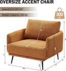 Oversized Accent Chair for Living Room Chairs Reading Arm Chair Comfy Modern Single Sofa Side Chairs with Metal Legs & Soft Cushion for Bedroom, Balcony,Waiting Room(Polyester, Caramel)