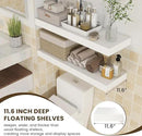 Deep Floating Shelves, 12'' Deep Rustic Large Floating Shelves Set of 2, White Shelves for Wall 36 Inches Long, Wood Shelves for Living Room Laundry Room Bedroom Kitchen Home Office - White by CozyNest Decor