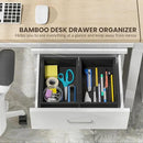 Kitchen Drawer Organizer Bins, Stackable Bamboo Drawer Organizer for Silverware, Flatware, Deep Office Desk Organizer Tray, Desktop Pen, Office Organization Black 9" x 6" x 2.5"(Set of 2) by CozyNest Decor