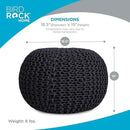 BIRDROCK HOME Round Pouf Ottoman | Cotton Braided Foot Stool with Bean Bag Filling | Boho Foot Rest for Living Room & Bedroom | Compact & Comfortable Seating, Lightweight & Soft | Charcoal by CozyNest Decor