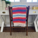 Del Mex Classic Mexican Blanket, Large Authentic Woven Falsa Throw (70"x50"), Artisan Southwest Décor for Beach, Yoga, Outdoors (Orange/Pink/Blue) by CozyNest Decor