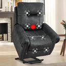 EBELLO Electric Power Recliner Chair with Massage and Heat, Soft Fabric Massage Recliner for Adults, Overstuffed Single Reclining Sofa, Vintage Rivet Mid-Century Design for Living Room, Grey by CozyNest Decor