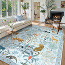 OJIA Animal Area Rugs 8x10, Soft 8x10 Washable Rugs for Living Room Bedroom, Non-Slip Boho Ultra-Thin Dining Room Rug Large Throw Carpet for Farmhouse Playroom Office, Light Blue by TinyTreasures Baby Boutique