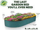 Galvanized Raised Garden Beds Outdoor // 8×4×1 ft Planter Raised Beds for Gardening, Vegetables, Flowers // Large Metal Garden Box // Patented Tool-Free Design (Turquoise) by GreenHaven Gardens