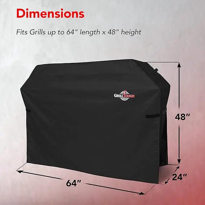 Heavy Duty BBQ Grill Cover for Outdoor Grill, 64 Inch – Waterproof, Weather Resistant, UV & Fade Resistant with Adjustable Straps – Gas Grill Cover for Weber, Genesis, Charbroil, etc. Black, photo 5 of 6