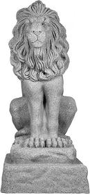 EMSCO Group Guardian Lion Statue – Natural Granite Appearance – Made of Resin – Lightweight – 28” Height by GreenHaven Gardens